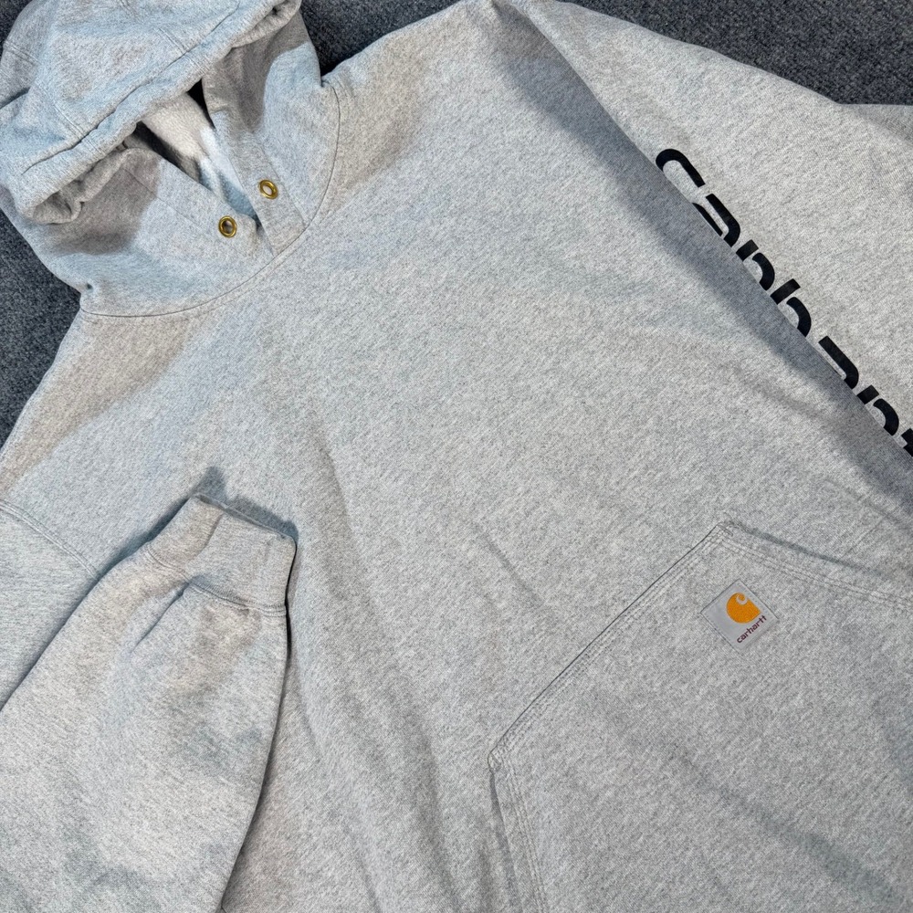 Carhartt Mens Loose Fit Midweight Logo Sleeve Hoodie Heather Gray XL #4741